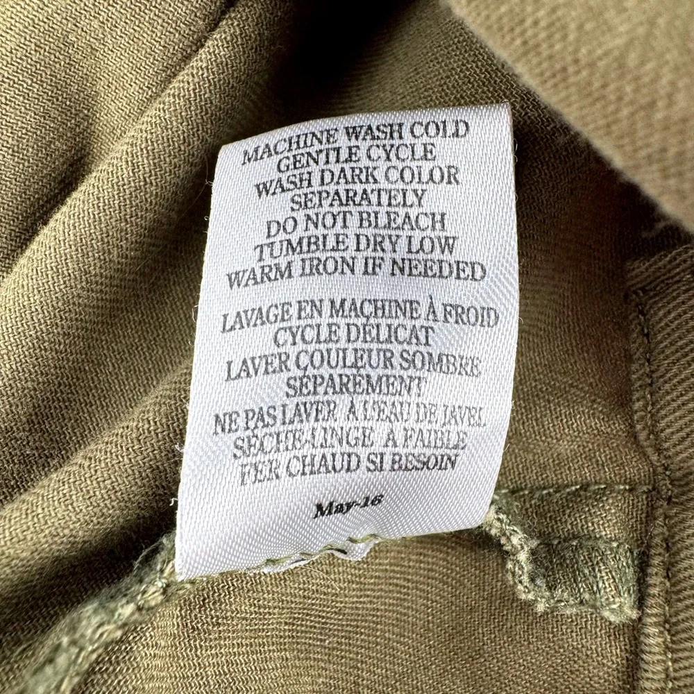Altar'd State Utility Jacket Small Olive Military Green Serape Striped Trim Zip